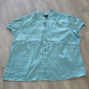Lane Bryant button down satin like blouse
